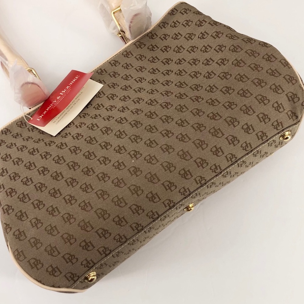 Dooney & Bourke Monogram Brown Logo Buckle Satchel